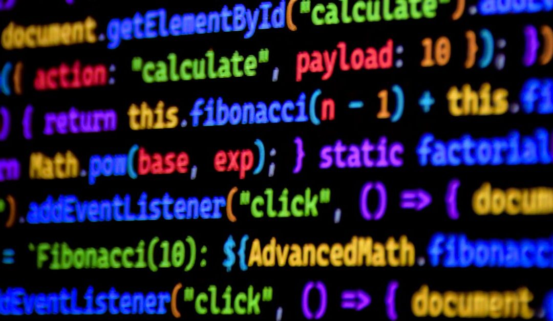 Bright and colorful JavaScript code displayed on a computer screen, showcasing programming.