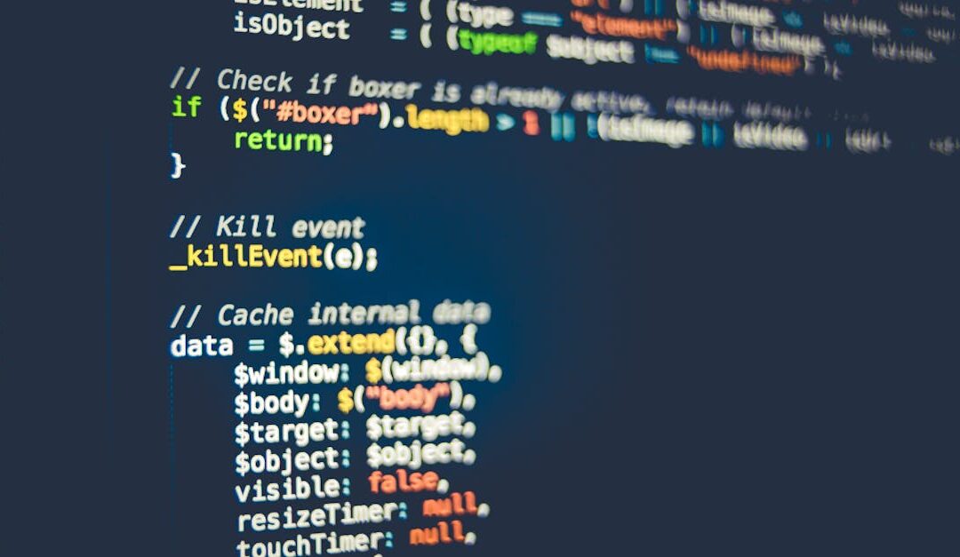 Close-up of colorful programming code displayed on a computer screen, showcasing modern coding concepts.