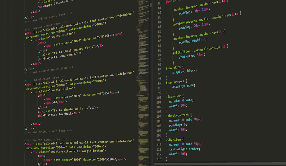 Close-up of highlighted HTML and CSS code on a dark screen, suitable for tech themes.