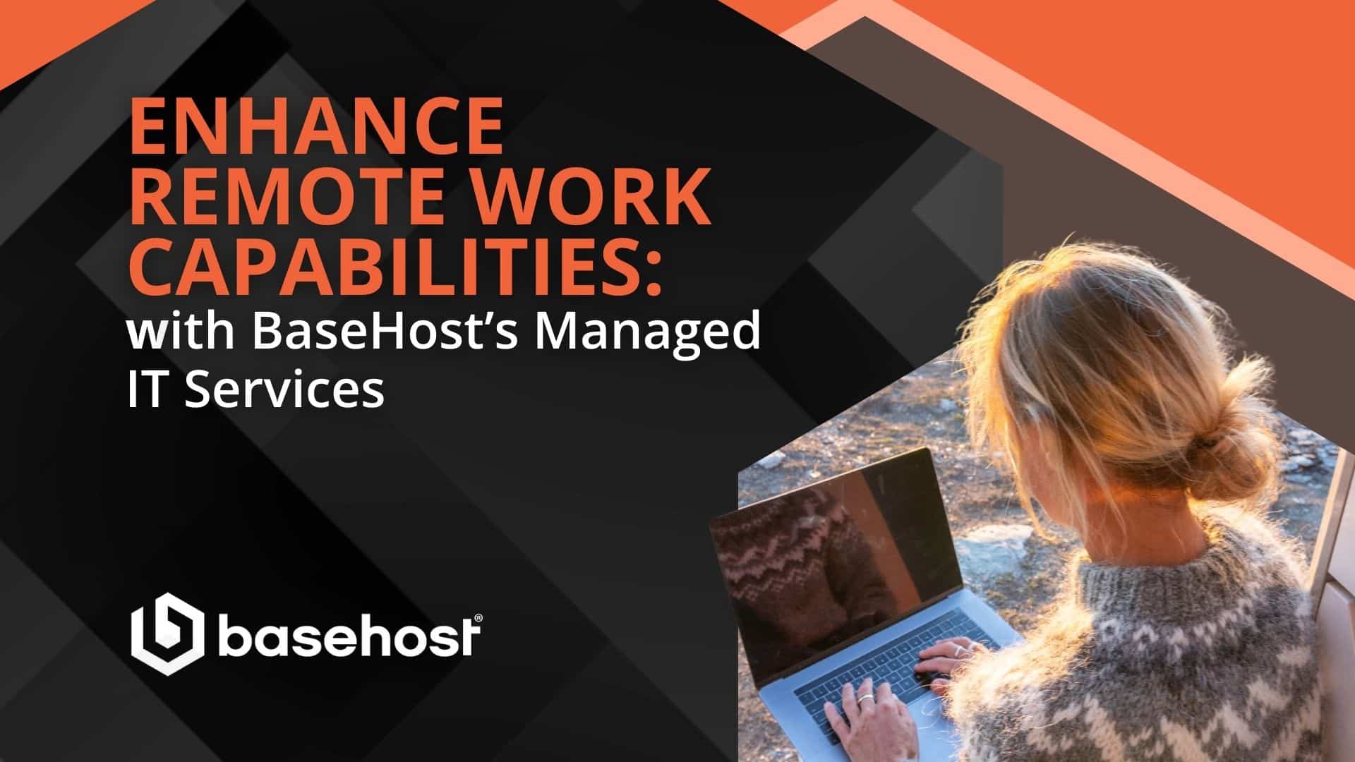 A woman working remotely on a laptop, showcasing BaseHost’s managed IT services for remote work seamless communication and productivity.